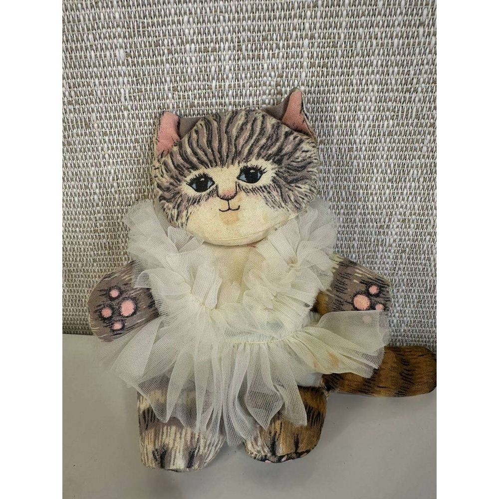Vintage Dustyn Schear Fabric Cat Plush Hand Painted Tulle Tutu 039-1 (122)